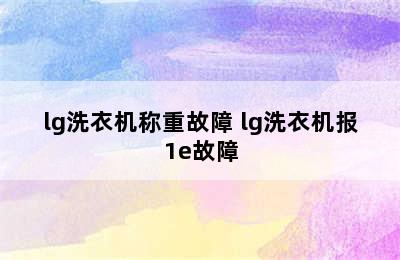 lg洗衣机称重故障 lg洗衣机报1e故障